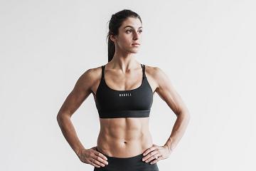 Black Nobull High-Neck Sports Bra (MELANGE) Women's Sports Bra | CA W2232N